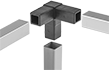 Image of ProductInUse. Front orientation. Exploded view. Standard. Three-Way 90° Elbow.