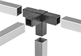 Image of ProductInUse. Front orientation. Exploded view. Standard. Four-Way Tee.