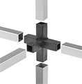 Image of ProductInUse. Front orientation. Exploded view. Standard. Five-Way Cross.