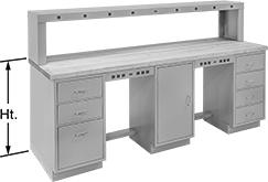 Image of Product. Front orientation. Contains Annotated. Workbenches. Workbenches with Cabinet Bases, Style H.