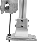 Image of ProductInUse. Use Screw to Raise Base Until Level. Front orientation. Contains SizingReference. T-Slotted Framing and Fittings. Feet for T-Slotted Framing, Post Base Plates.