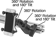 Image of ProductInUse. Front orientation. Contains Annotated, MultipleImages. T-Slotted Framing and Fittings. Electronic Device Mounts for T-Slotted Framing, For Phones.