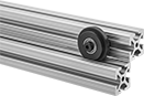 Image of ProductInUse. Front orientation. T-Slotted Framing and Fittings. Roller Wheels for T-Slotted Framing, Standard.