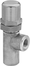 Image of Product. 303 Stainless Steel. Front orientation. Pressure-Relief Valves. Easy-Adjust Hydraulic Pressure-Relief Valves, 303 Stainless Steel Body.