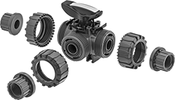 Image of Product. Exploded View. Front orientation. Exploded view. T-Pattern Flow. Easy-Install Threaded Diverting Valves for Chemicals .