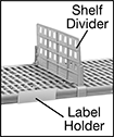 Image of Specification. Front orientation. Contains Annotated, Border. Shelf Dividers. Heavy Duty Vented Plastic Shelving.