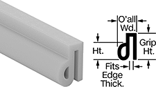 Image of Product. Front orientation. Contains Annotated, MultipleImages. Edge Seals. High-Temperature Chemical-Resistant Push-On Edge Seals with Bulb on Side.