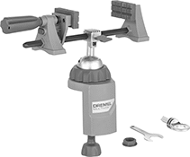 Image of Product. Front orientation. Vises. Bench Vises for Dremel, With Flat Jaws, Swivel Base.