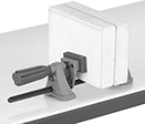 Image of ProductInUse. Front orientation. Contains MultipleImages. Vises. Bench Vises for Dremel, With Flat Jaws, Swivel Base, Removable Clamp.