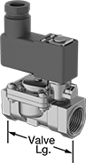 Image of Product. Front orientation. Contains Annotated. Solenoid On/Off Valves. Solenoid On/Off Valves, Brass Body with DIN B Connection—Buna-N Seal.