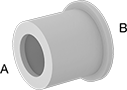 Image of Product. Cement Socket Male x Cement Socket Female. Front orientation. Contains Annotated. Pipe and Fittings. UV-Resistant Standard-Wall Plastic Pipe Fittings for Water, Bushing Straight Reducing Adapters, Cement Socket Male × Cement Socket Female, Round Body.