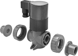 Image of Product. Exploded View. Front orientation. Exploded view. Solenoid On/Off Valves. Solenoid On/Off Valves for Chemicals.