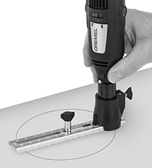 Image of ProductInUse. Front orientation. Rotary Tool Circle Cutters.
