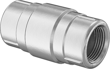 Image of Product. Front orientation. Brass Threaded Check Valve, 304 Stainless Steel Spring-Loaded Piston, 1 NPT Female.