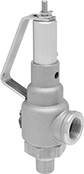 Image of Product. Valve With Swivel Test Lever. Front orientation. Pressure-Relief Valves. Remote-Discharge ASME-Code Fast-Acting Pressure-Relief Valves for Air and Inert Gas, Female Relief Port, Male Inlet, Bronze Body, Lever, Swivel.