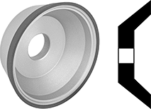 Image of Product. Front orientation. Contains MultipleImages. Grinding Wheels. Toolroom Grinding Wheels for Hardened Steel, Flared-Cup Grinding Wheel.