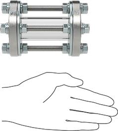 Image of Product. Side1 orientation. Contains SizingReference. Full-View Flow Sight for Water and Oil, 316 Stainless Steel Body, 1/2 NPT Female.