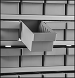 Image of ProductInUse. Front orientation. Contains Border. Bins. Drawer-Style Plastic Bins.