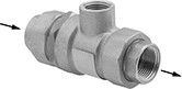 Image of Product. With Threaded Vent, Female Inlet × Female Outlet. Front orientation. Contains Annotated. Backflow-Prevention Valves. Threaded Two-Stage Backflow-Prevention Valves, Dual Check, Female.