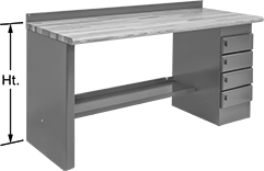 Image of Product. Front orientation. Contains Annotated. Workbenches. Workbenches with Cabinet Bases, Style C.