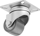 Image of Product. Single Wheel with Square Mounting Plate. Front orientation. Mounting Plate Style 2 . Low-Profile Casters with Polyurethane Wheels.