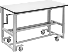 Image of Product. Front orientation. Tables. Hand-Crank Adjustable-Height Tables, Mobile.