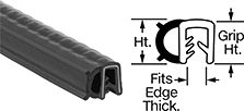 Image of Product. Front orientation. Contains Annotated, MultipleImages. Edge Seals. Water- and Weather-Resistant Push-On Edge Seals for Corners with Bulb on Side.