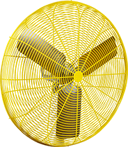 Image of Product. 36" Blade Dia.. Front orientation. 36" Diameter Blade. High-Visibility Wall-Mount Fans.