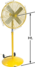 Image of Product. 30" Blade Dia.. Front orientation. 30" Diameter Blade. High-Visibility Pedestal Fans.