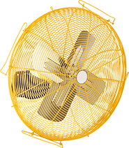Image of Product. 30" Blade Dia. Front orientation. 30" Diameter Blade. High-Visibility Wall-Mount Fans.