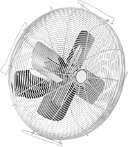 Image of Product. 30"&nbsp;Blade Dia.. Front orientation. 30" Diameter Blade. High-Visibility Wall-Mount Fans.