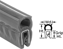 Image of Product. Front orientation. Contains Annotated, MultipleImages. Edge Seals. High-Temperature Food and Beverage Push-On Edge Seals with Bulb on Top.