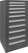 Image of Product. 10 Drawers. Front orientation. Cabinets. Heavy Duty Drawer Cabinets, Stationary, Painted Steel—Assembled, 10 Drawers, 7" Drawer Height - 6.