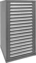Image of Product. 17 Drawers. Front orientation. Cabinets. Heavy Duty Drawer Cabinets, Stationary, Painted Steel—Assembled, 17 Drawers.