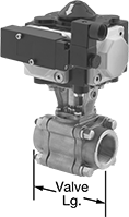 Image of Product. Assembled View. Front orientation. Contains Annotated. Air-Actuated On/Off Valves. Easy-Maintenance High-Flow Air-Driven On/Off Valves, Bracket Actuator Mount with DIN B Connection.