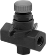 Image of Product. Front orientation. Flow-Adjustment Valves. Threaded Precision Flow-Adjustment Valves for Chemicals, Black, Straight.