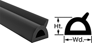 Image of Product. Front orientation. Contains Annotated, MultipleImages. Edge Seals. High-Temperature Hollow Foam Rubber Surface-Mount Edge Seals, Style F.