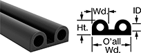 Image of Product. Front orientation. Contains Annotated, MultipleImages. Edge Seals. High-Temperature Hollow Foam Rubber Surface-Mount Edge Seals, Style E.