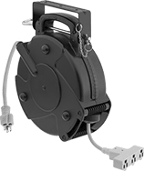 Image of Product. Front orientation. Extension Cord Reels. Impact-Resistant Automatic-Wind Extension Cord Reels, Socket, 3 Outlets.