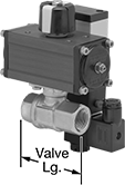 Image of Product. Front orientation. Contains Annotated. Air-Actuated On/Off Valves. High-Flow Air-Driven On/Off Valves, Direct Actuator Mount with DIN B Connection—NEMA 4, IP65.