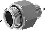 Image of Product. Male x Male. Front orientation. Contains Annotated. Pipe and Fittings. High-Pressure Stainless Steel Threaded Pipe Fittings, Straight Reducing Adapters with Gasket, Threaded Fitting Connection, Male, Hex Body.