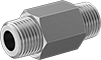 Image of Product. Male. Front orientation. Pipe and Fittings. High-Pressure Stainless Steel Threaded Pipe Fittings, Straight Connectors, Threaded Fitting Connection, Male, Hex Body.