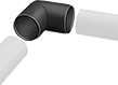 Image of ProductInUse. Front orientation. Exploded view. Slip-On Framing and Fittings. Plastic Slip-On Framing and Fittings, Connectors, 90° Elbow.