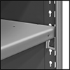 Image of ProductInUse. Front orientation. ZoomedIn view. Contains Border. Shelving. Heavy Duty Shelving, Closed Shelving.