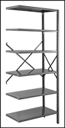 Image of ProductInUse. Open Add-On Unit. Front orientation. Contains Border. Open Shelving. Heavy Duty Shelving, Add-On Units.