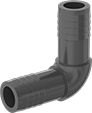 Image of Product. Front orientation. Pipe and Fittings. Plastic Barbed Pipe Fittings for Water, 90° Elbow Connectors, Clamp-On Barbed Male.