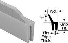 Image of Product. Front orientation. Contains Annotated, MultipleImages. Edge Seals. High-Temperature Chemical-Resistant Push-On Edge Seals with Wiper.