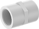 Image of Product. NPT Female. Front orientation. Pipe and Fittings. Plastic Pipe Fittings for Gasoline, Straight Connectors, Female, Threaded Fitting Connection, Hex Body.