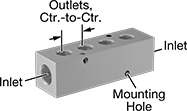 Image of Product. Front orientation. Contains Annotated. Manifolds. Cleaned-and-Bagged Right-Angle Flow Rectangular Manifolds.