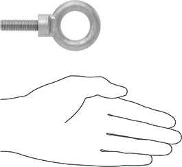 Image of Product. Side1 orientation. Contains SizingReference. Galvanized Steel Eyebolt - for Lifting, M12 x 1.75 Thread Size, 38 mm Thread Length .